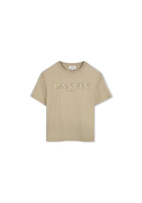 T-Shirt Beige Con Logo e Motivo Curb LANVIN ENFANT | N30219222